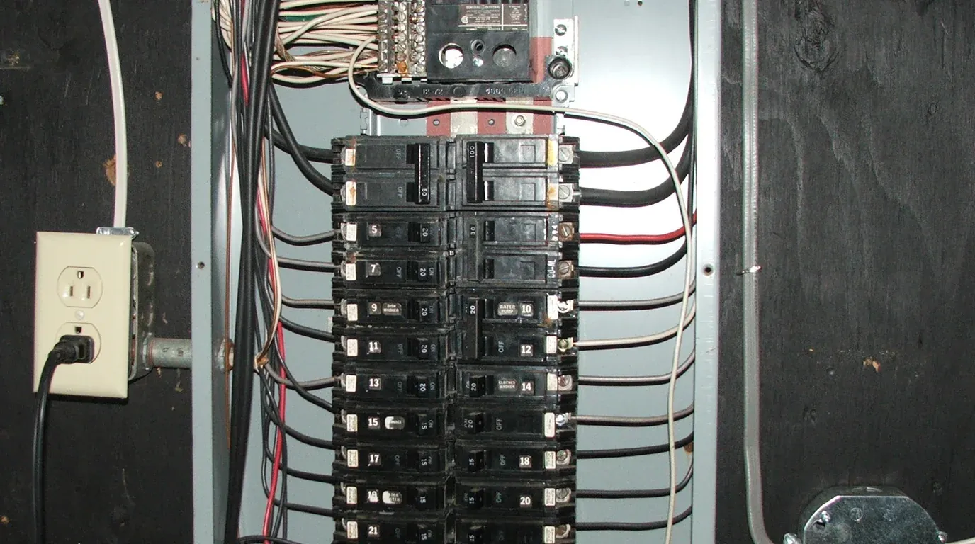Electrical Panel Repair hardware - residential 200-amp circuit breaker panel with main disconnect and branch circuit breakers